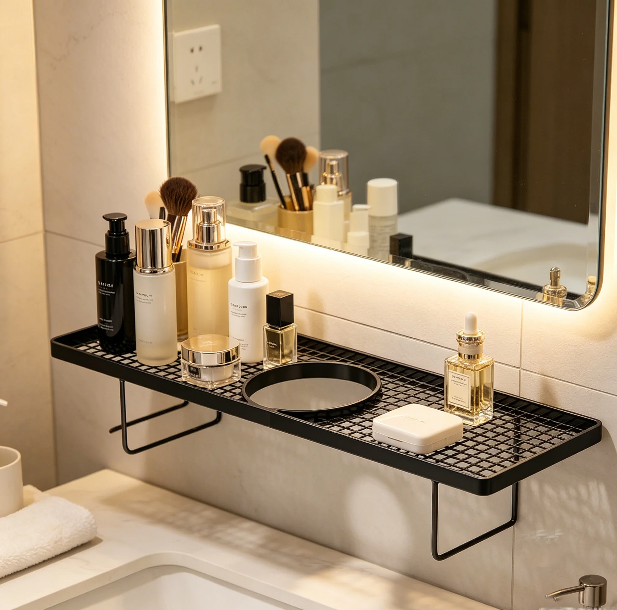 

Bathroom Faucet Storage Rack, No Punch Drain Shelf, Space Saving Organizer for Sink, Kitchen & Bathroom Accessories