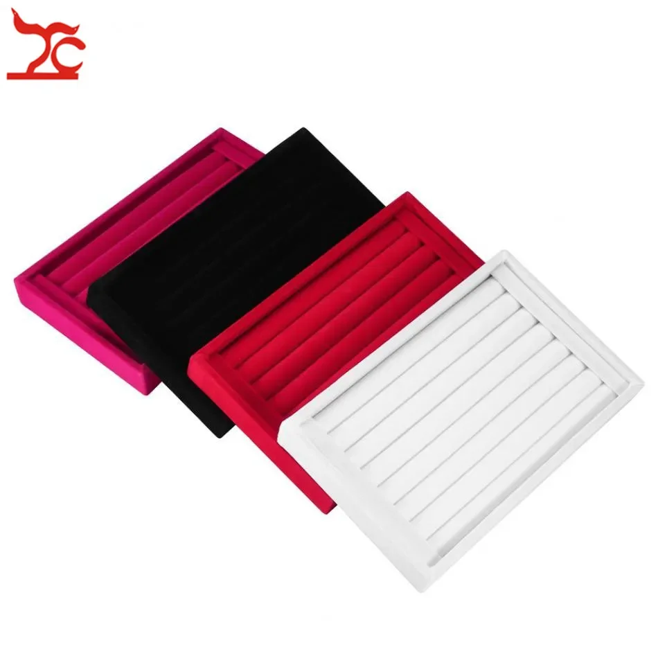 Velvet Jewelry Box Organizer Ring Stud Slot Bar Tray Chain Earring Cufflink Holder Accessorie Bague Bijoux Jewelry Display Box