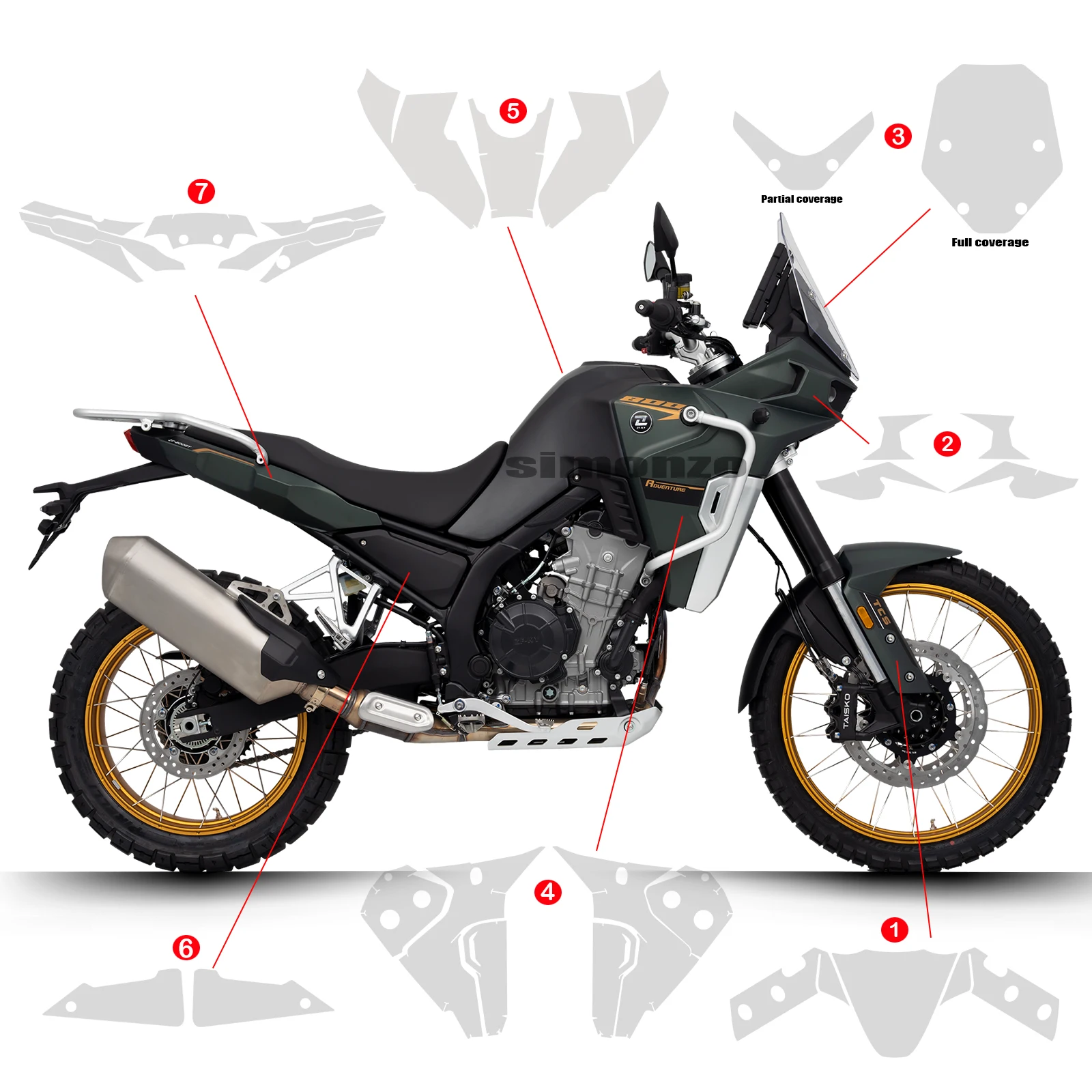 

800X PPF Motorcycle TPU Protective Film Self-Healing Full Body Paint Protection Scratch Resistant Kit For KOVE 800 X 2024-2025