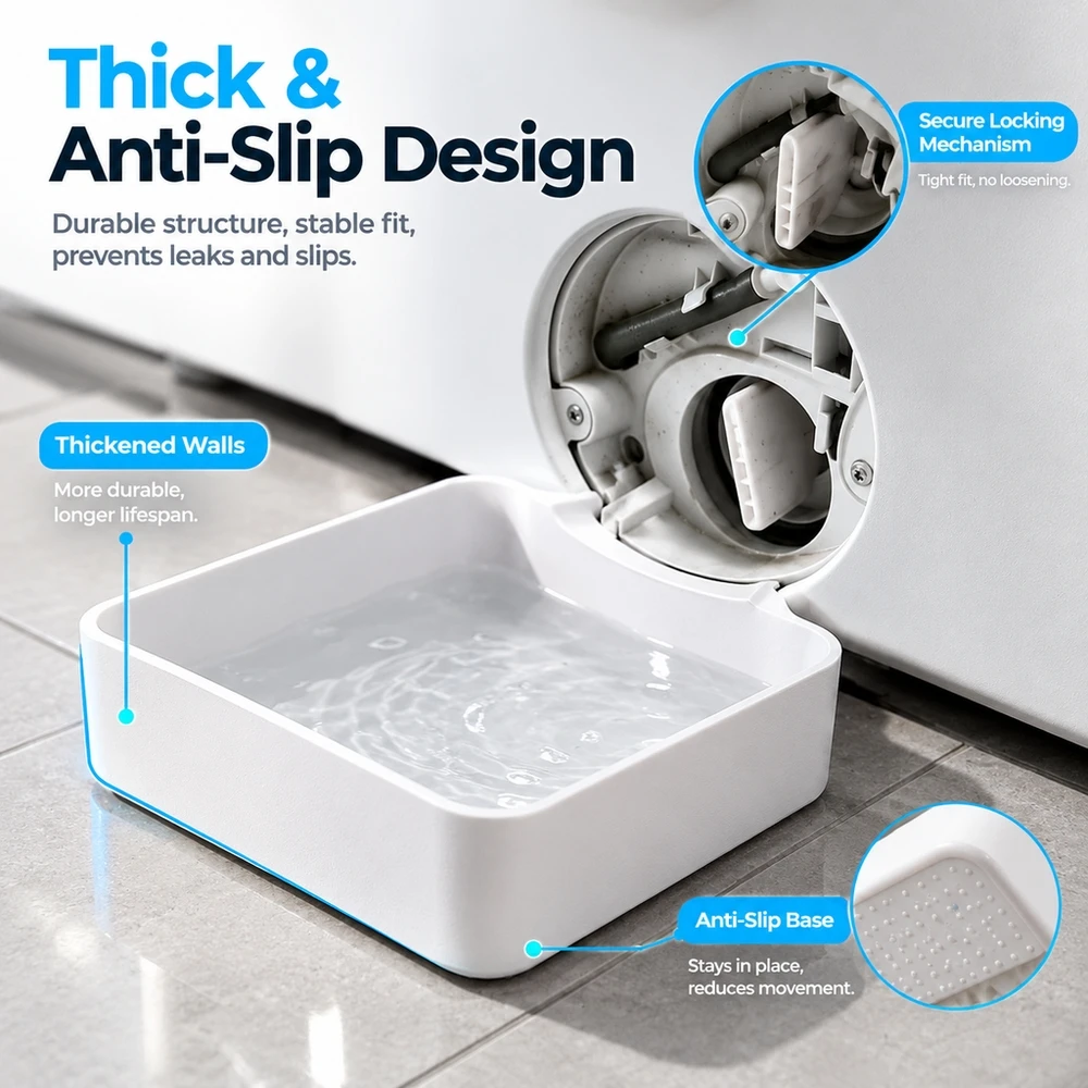 Leak Proof Washer Thick Drain Tray Anti Slip Floor Protection Base Support Easy Clean Collection Pan for Bosch Siemens