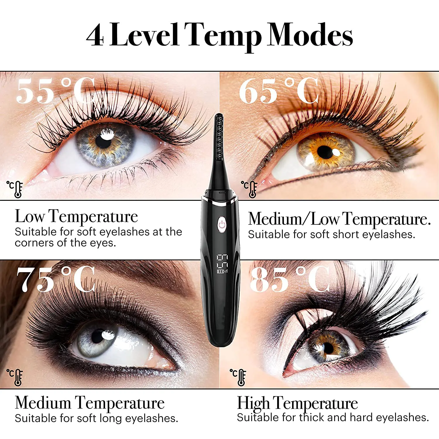 Effective Electric Heated Eyelash Curlers 48 Hrs Long Lasting Eyelash Curlers Travel Friendly Heated Lash Curler Makeup Tools