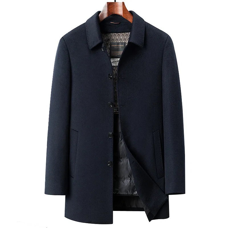 الكشمير معطف الصوف الرجال الخريف الشتاء الأعمال أبي أسفل معطف الرجال #4