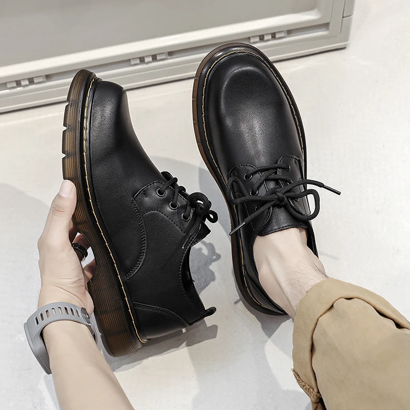 Brand Thick Bottom Black Outdoor Safety Shoes Beef Tendon Outsole Leather Work Shoes Casual Oxford Shoes Lace Up Shoes B197