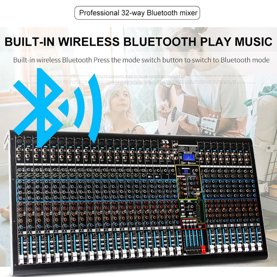 Professional Audio Interface Mixer Digital Built-in 99 Types of Digital Effects Digital Music 32 Channel Audio Console