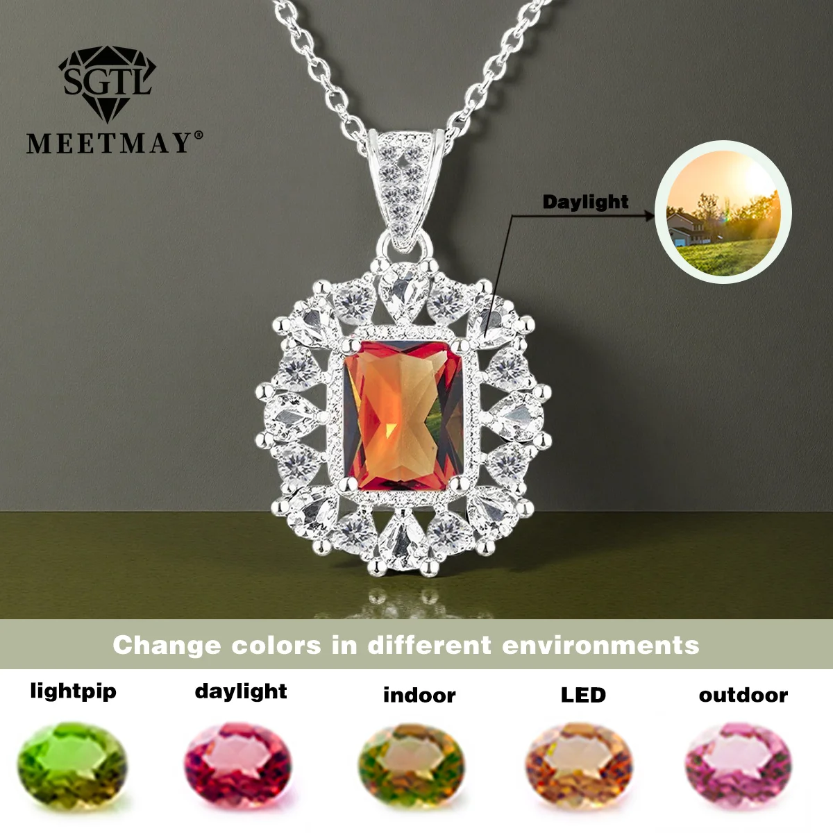Zultanites color changing rectangular sultanite diaspore Necklace for women gifts different lighting changes different color
