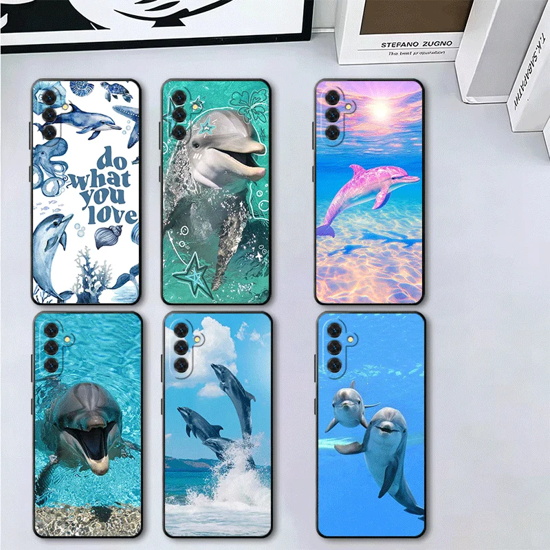 Ocean Cute Dolphin Soft Phone Case for Samsung A17 A37 A57 A16 A26 A36 A56 A15 A25 A35 A55 A14 A24 A34 A54 A13 A23 A33 A53 A52 A