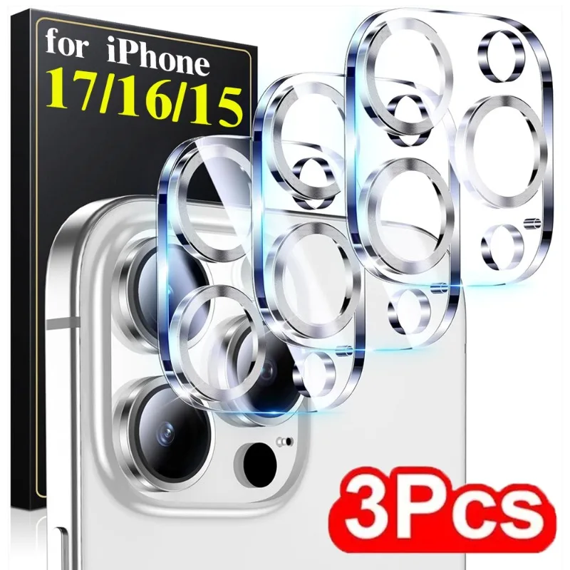

3PCS Camera Lens Glass for iPhone 17Pro Max 16 15 14 13 3D Lens Protector for iPhone 17Air 16Plus Anti Scratch Lens Cover