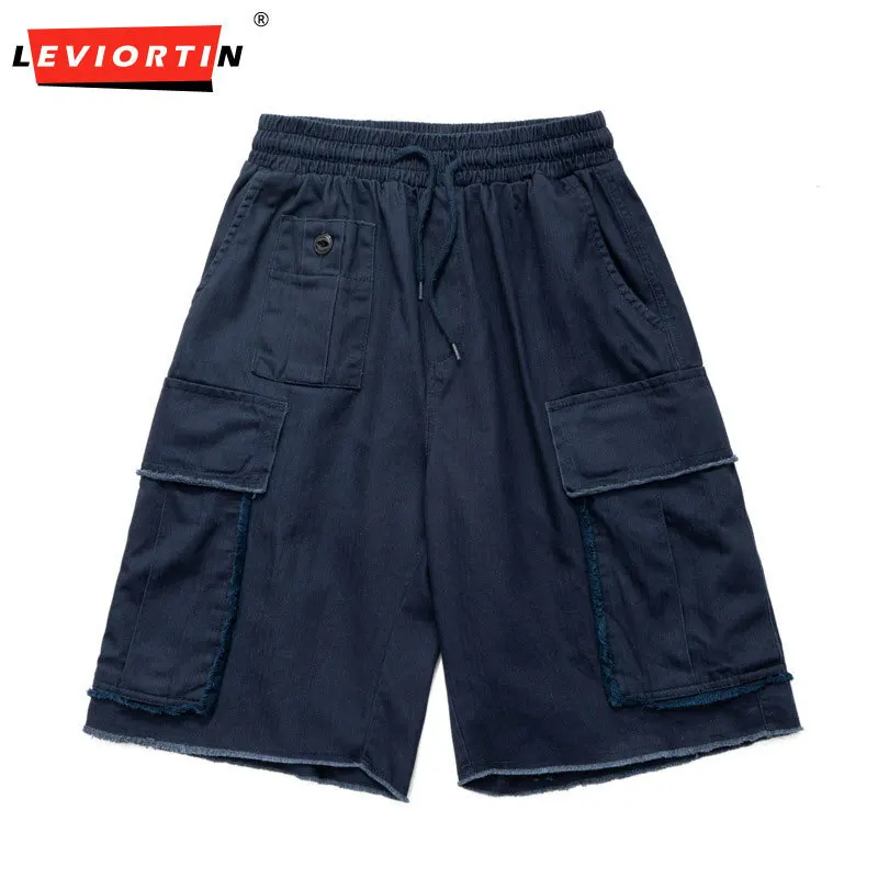2025 summer workwear shorts men's trendy brand loose casual pants men's Japanese fashion trend versatile five quarter pants