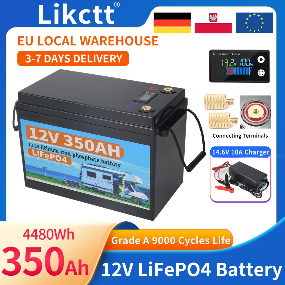 

12V 350Ah LiFePO4 Lithium Iron Phosphate Battery Built-in BMS For Replacing Most of Backup Power Home Energy Storage Tax Free