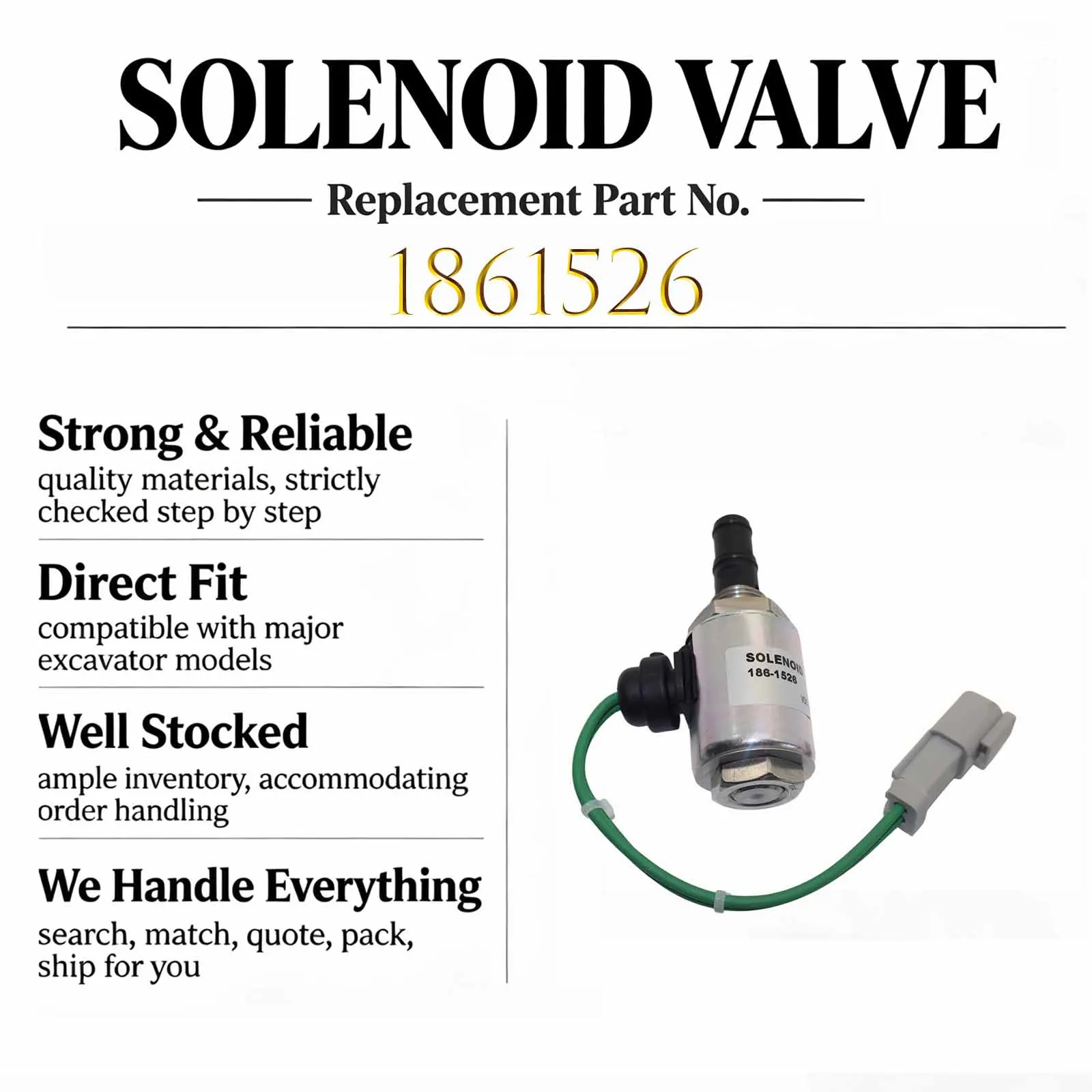 New 24V Solenoid Valve 186-1526 1861526 For Caterpillar CAT 950GC 938G 924G 950 GC Wheeled bulldozer