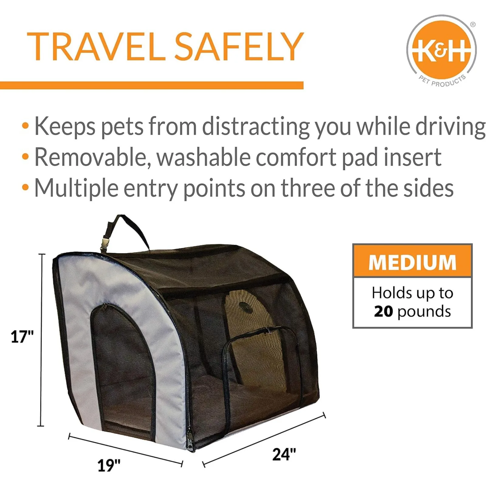 US Fur Pocket Lifestyle Store Travel Safety Carrier for Pets, Dog Crate for Car Travel, Dog Soft-Sided Carrier for Medium