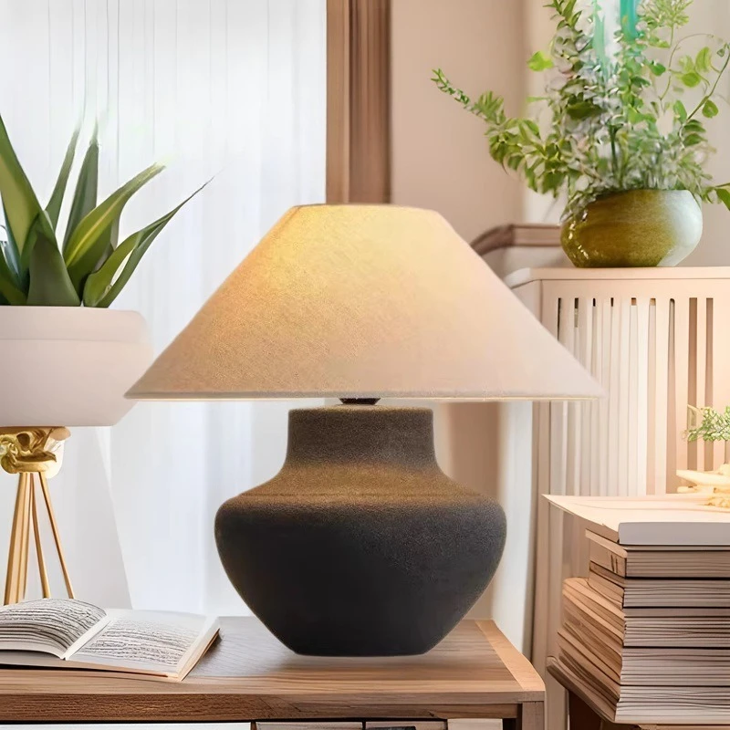 

Wabi **** Wind Table Lamp Handmade Old Pottery Pot Ornament Decoration Ceramic Retro B & B Hotel Living Room Bedroom Bedside Lam