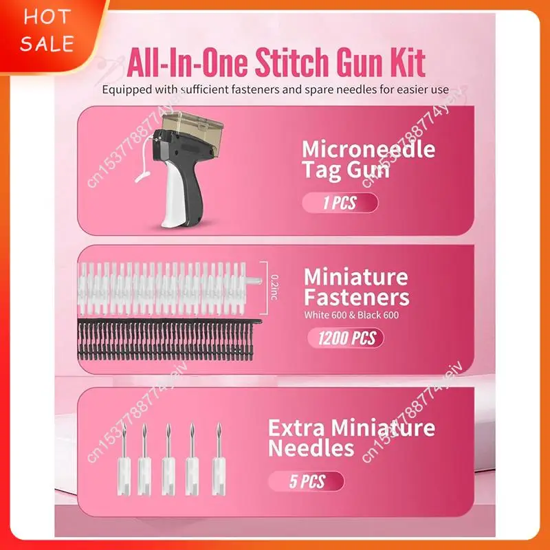 مسدس غرزة مع صندوق تخزين، مسدس وضع العلامات للخياطة السريعة، تثبيت الملابس المؤقتة مع 1200 قطعة من مشابك البارب A62X