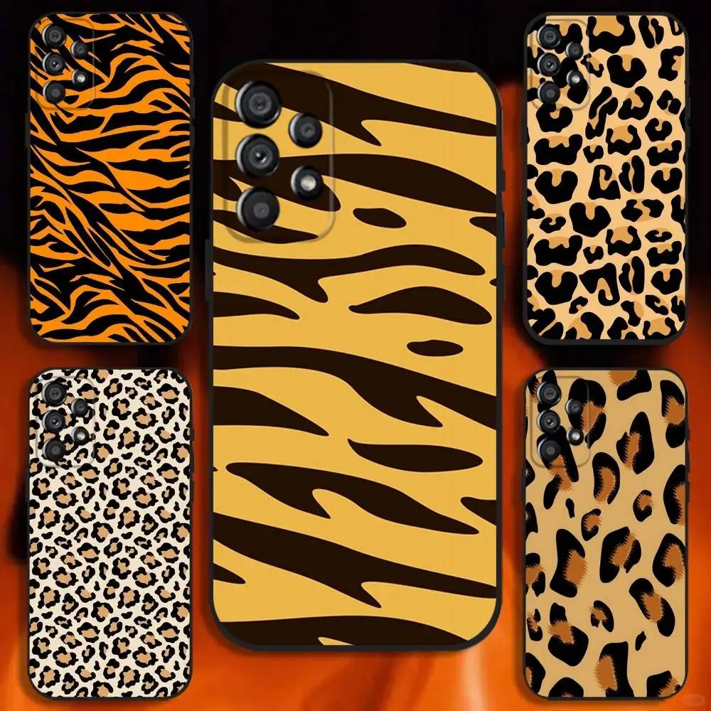 

Fashion Tiger Leopard Stripe Phone Case For Samsung Galaxy A20,A21s,A22,A31,A32,A52,A53,A72,73,A80 Soft Black Cover