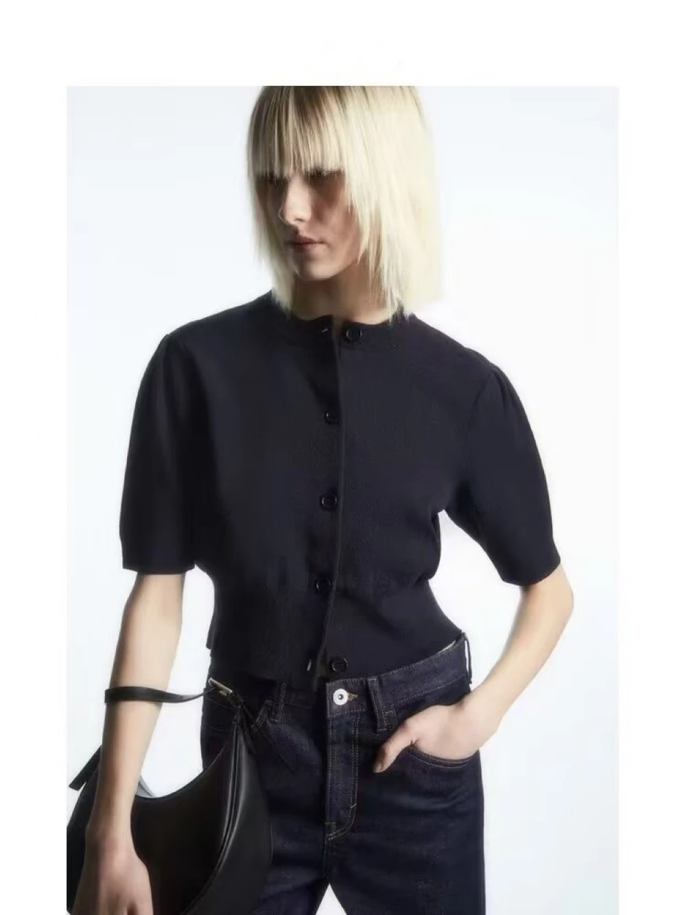 XIMIAN APPAREL 2026 YAZHIMEI Traf cos Autumn new style of Ladies' casual fashion Slim-fit short crew neck knit cardigan