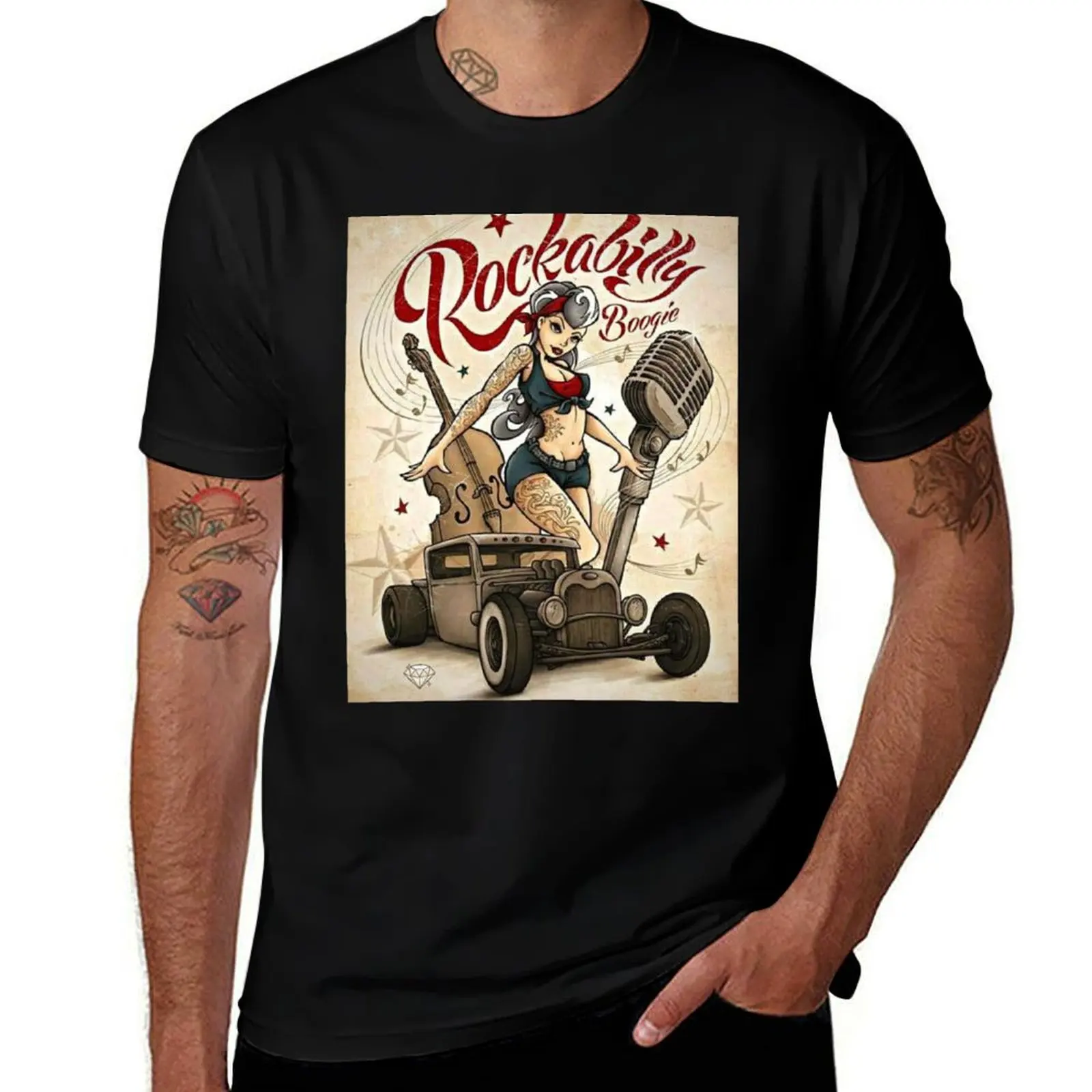 

Rockabilly Boogie T-Shirt Novelty Print Casual Tee Shirt