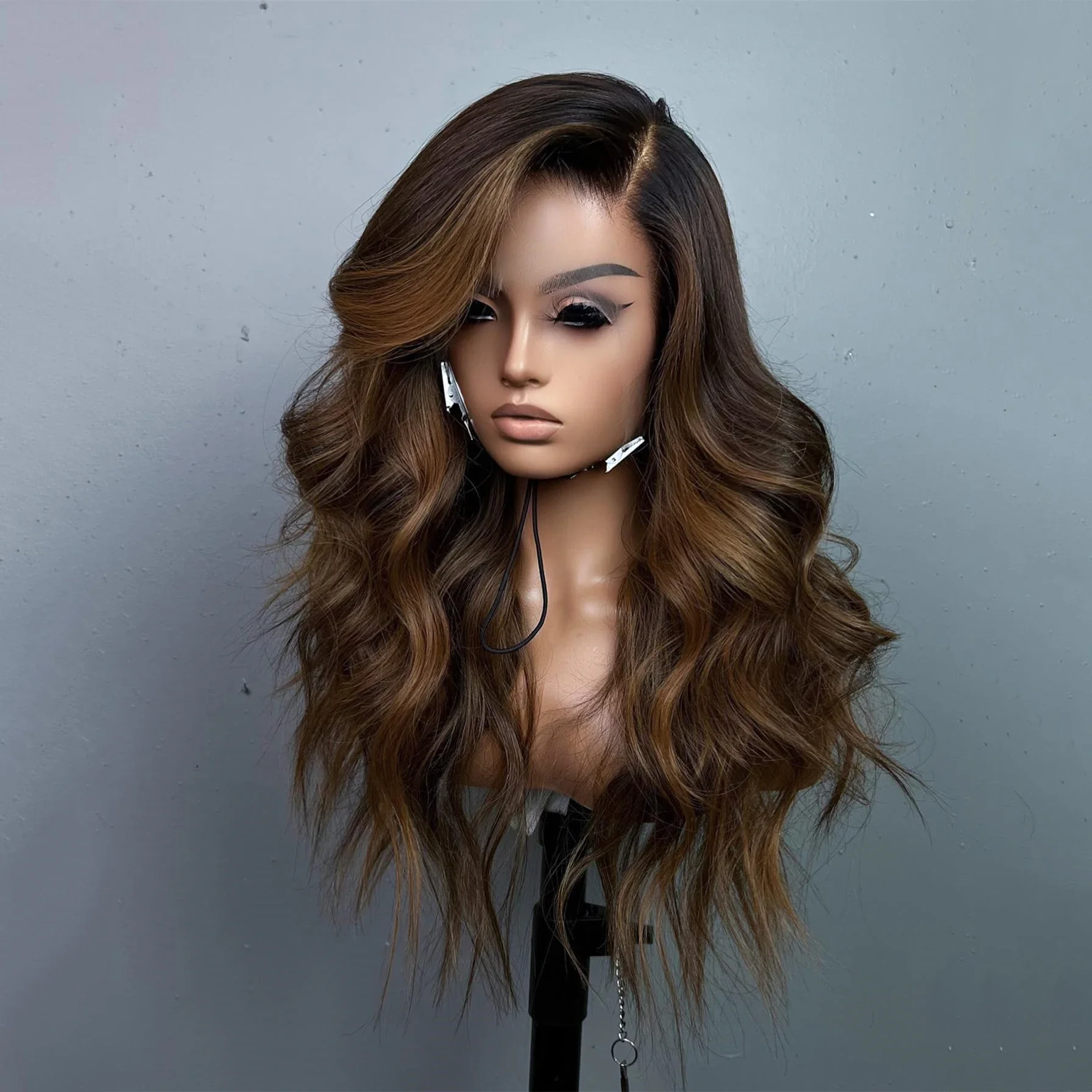 Body Wave Highlight Brown Soft 28Inch 5x5 Silk Base Jewish Human Hair Wig Baby Hair HD Lace European Hair Preplucked Glueless