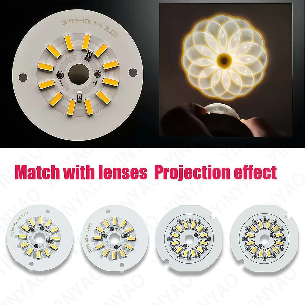 5 Pcs 5V 3W LED Light Board Round Single Colour Low Voltage Lamp Beads Aluminium Source Panel SMD4014 6000K White / Warm 3000K