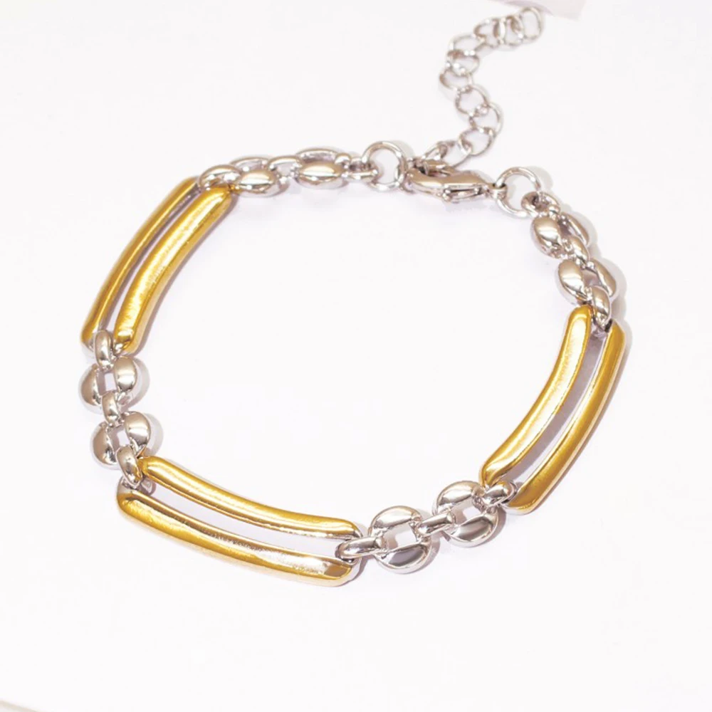 GZJPEI Two Tone Chain Jewelry Set Chunky Mixed Metal Link Ethiopia Dubai Women's Wedding Jewelry Christmas Gift 2025 Trendy New view 3