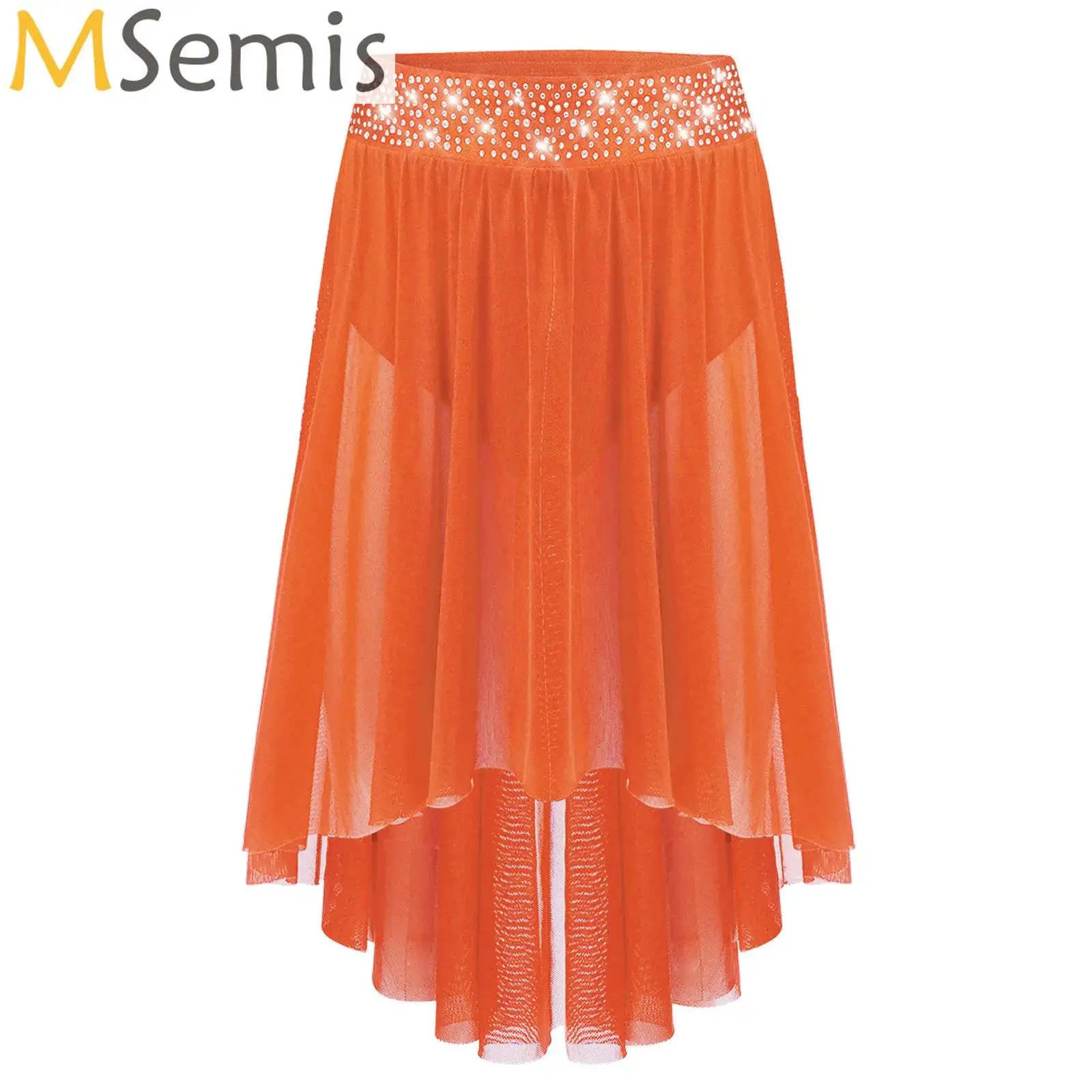 

New Lyrical Dance Skirt Kids Girls Modern Dance Bottoms Chiffon Training Clothes Ballet Dance Performance Classical Swing Skirt