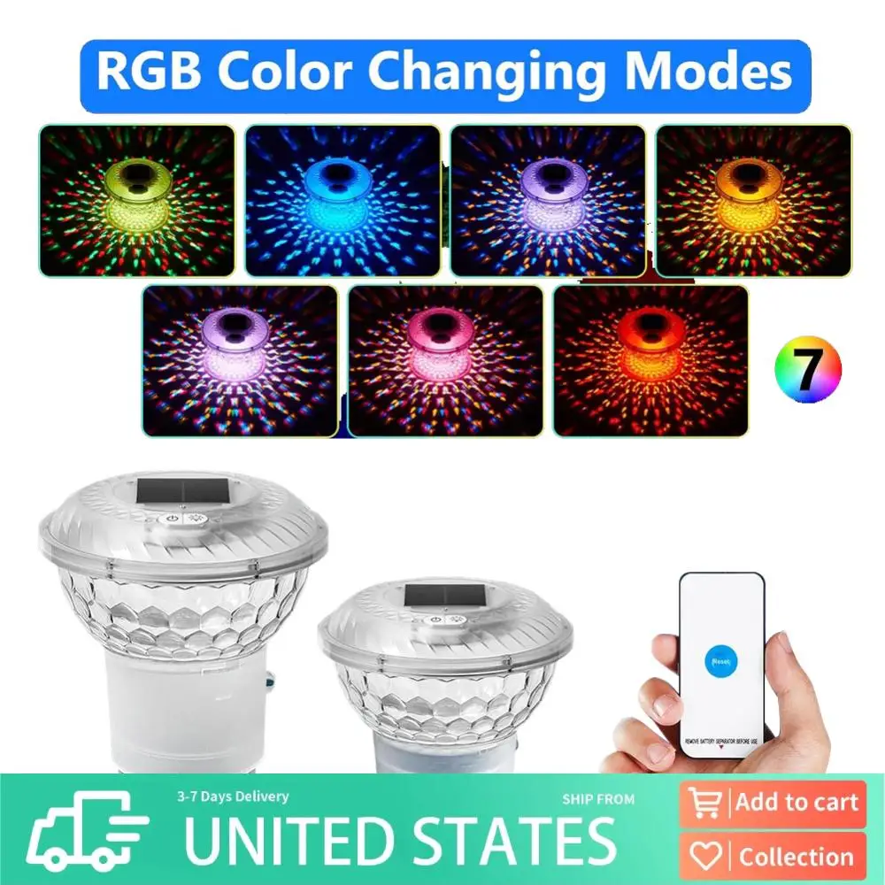 

Солнечный дозатор хлора для бассейна с разноцветной подсветкой, регулируемый плавающий диспенсер для хлора