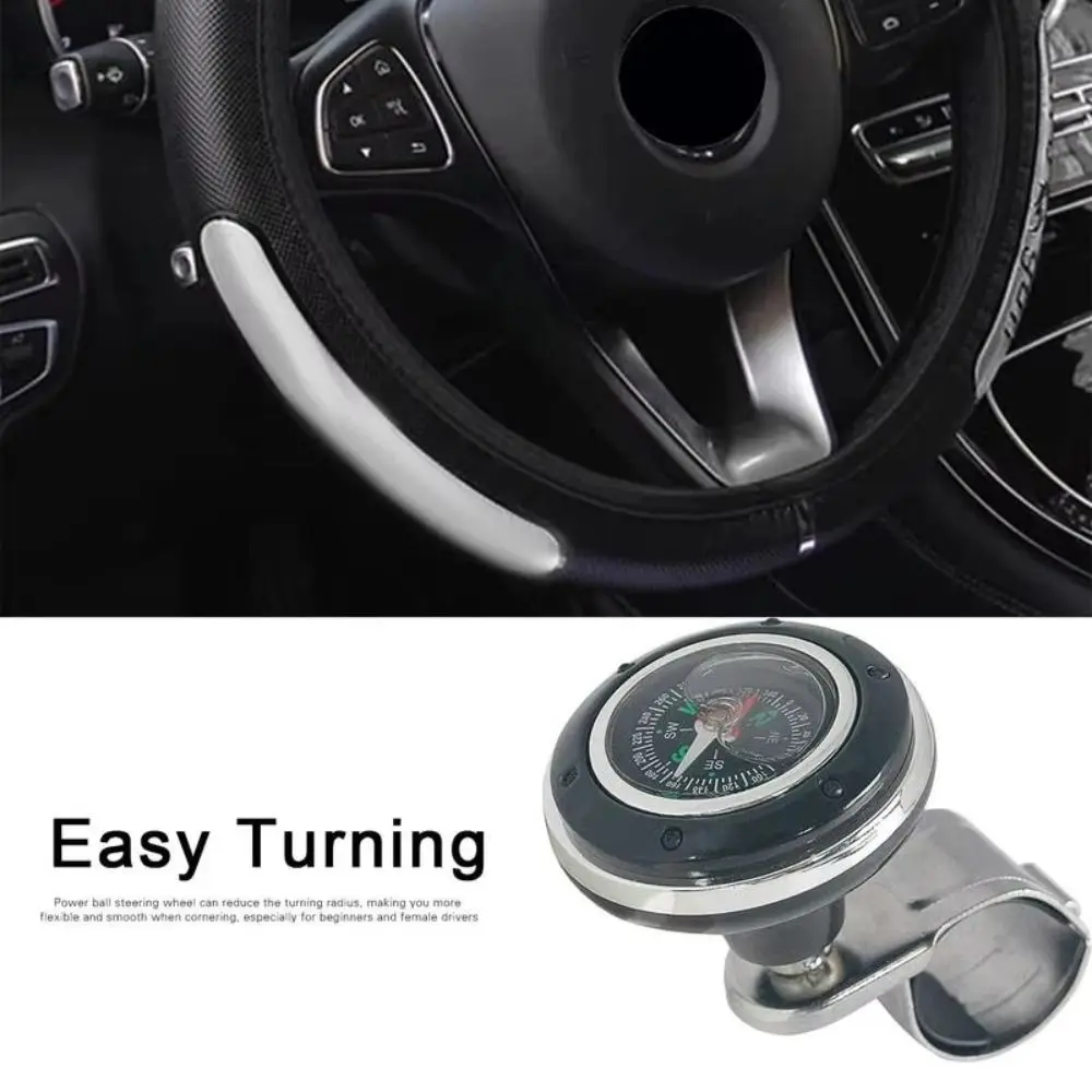 

360-degree Rotation Steering Wheel Knob Universal Fit Booster Function Spinner Knob Compass Feature ABS Material Control Compass