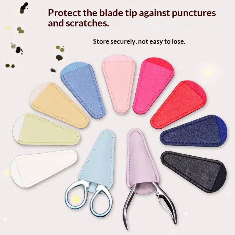 5Pcs Random Color Small Embroidery Scissors Sheath Sewing Tool Sleeve Eyelash Curler Protective Cover Thread Cutting Tool Case
