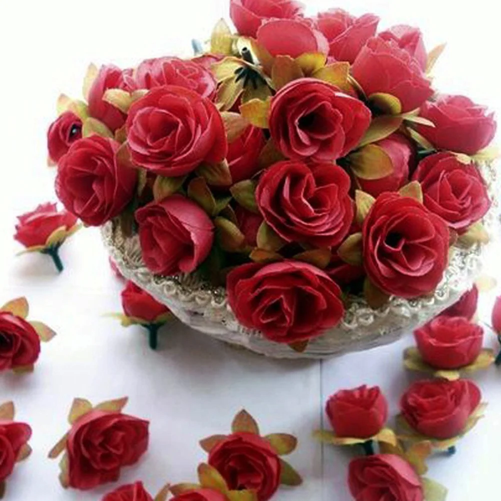 

60Pcs Artificial Silk Rose Heads Lifelike for Wedding Centerpieces Bridal Bouquet Party Decoration Red Rose Flower