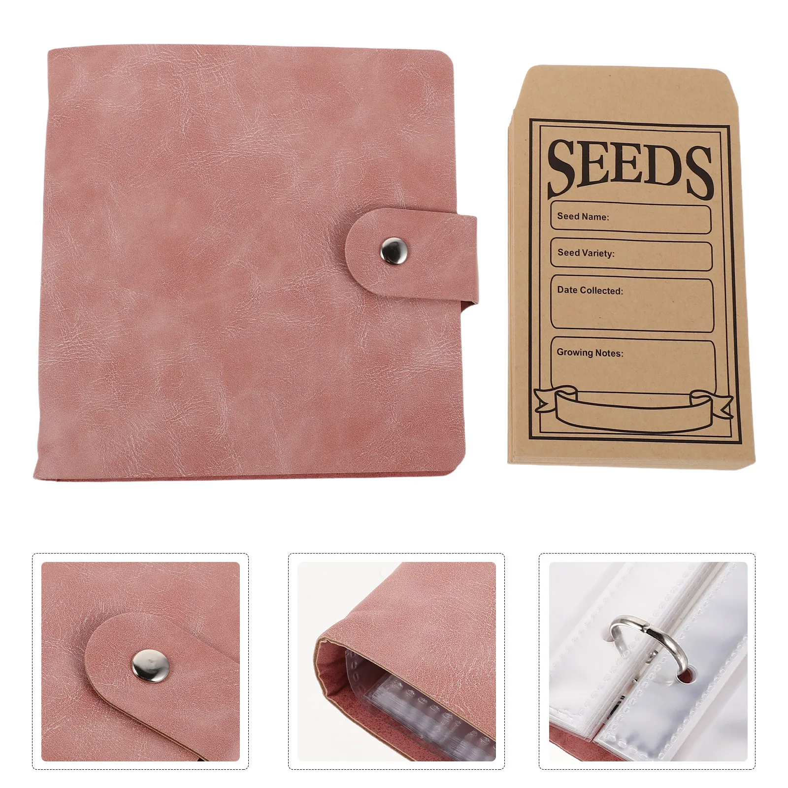 

Seed Binder for Garden Book Envelopes Organizer Photo Saving Seeds Pink
