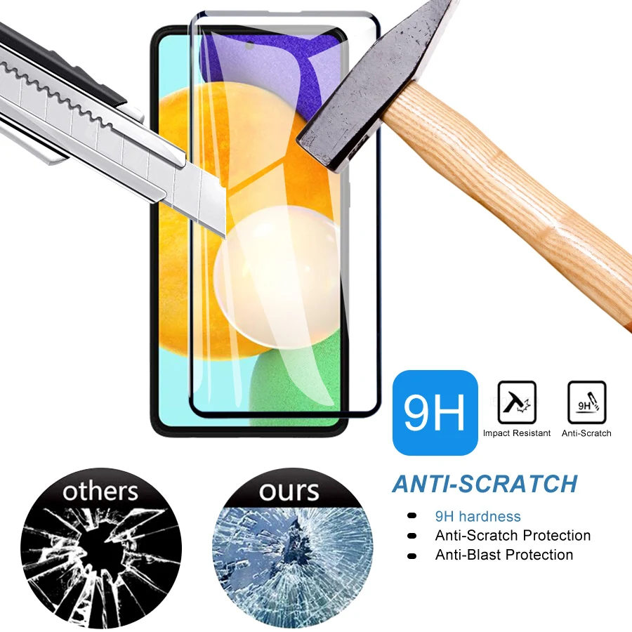 3Pcs Full Tempered Glass For Samsung Galaxy A02 A12 A22 A32 A42 A52 A72 Screen Protector M12 M22 M32 M42 M52 M62 Protective Film