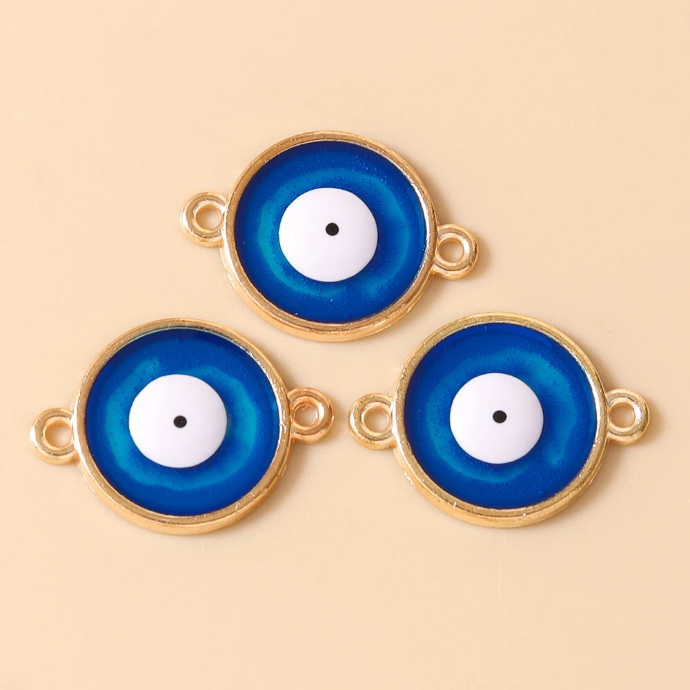 Leslie 10 Stück Ethnische Türkische Böser-Blick-Anhänger Glücksbringer Blaue Augen-Charms für Frauen Schmuckherstellung DIY Halsketten Ohrringe Zubehör – Detail 6