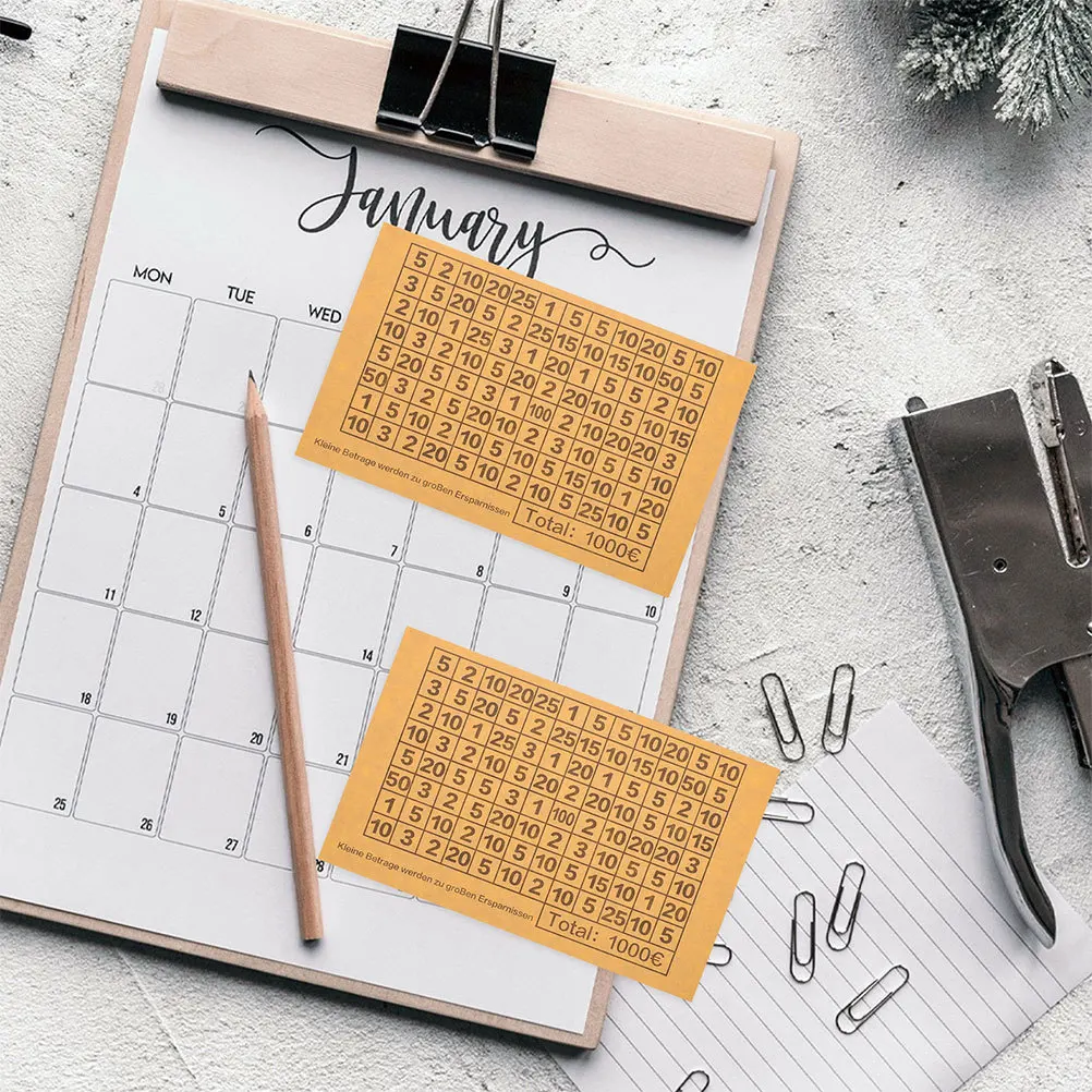 50pcs Euro économie autocollant 5000 Beige numéroté banque d'argent étiquettes pour budgétisation suivi décalcomanie tirelire boîte caisse organisateur