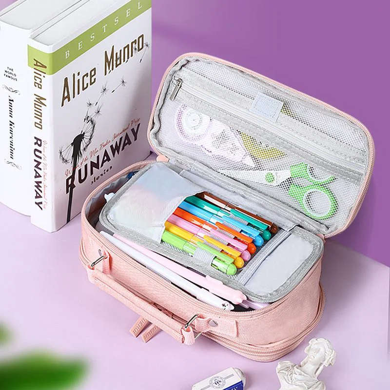 

2 Piece Stationery Kawaii Cute Large-capacity Version Simple Fresh Pen Pencil Bag School Office Supplies Pouch Cosmetics Case