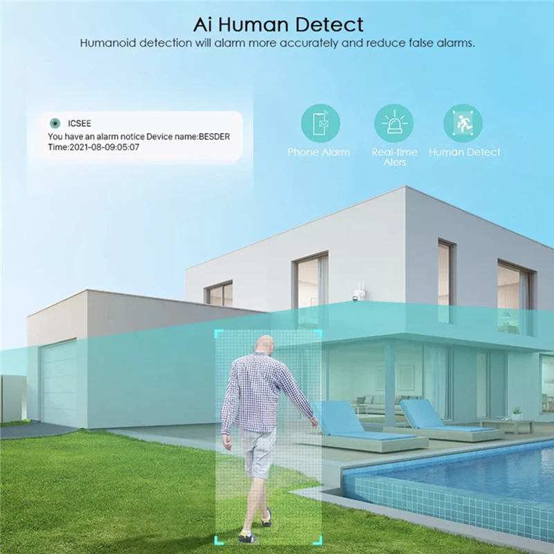 كاميرا مراقبة فيديو ، حماية أمنية ، فيديو خارجي ، CCTV ، رؤية ليلية ، شاشة IP66 ، 2 ميجابكسل ، واي فاي