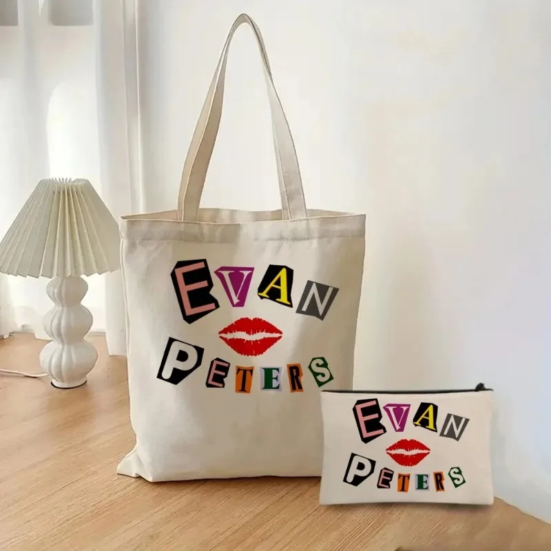 2 pz/set Evan Peters Skull Ahs Roanoke borsa da donna borsa cosmetica borsa a tracolla moda Eco borsa da viaggio di grande capacità