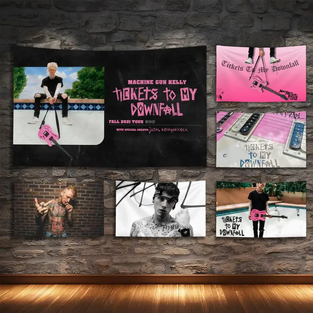 

M-Machine Gun Kelly Tapestry Custom Living Bedroom Party Dormitory interior Wall bohemian Decoration Attached clip