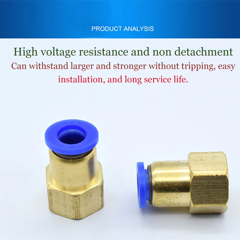 2 Pc Brass Pneumatic Components Quick Connector Copper Internal Thread Straight Air Pipe Quick Plug PCF6-01/8-02/10-03/12-04