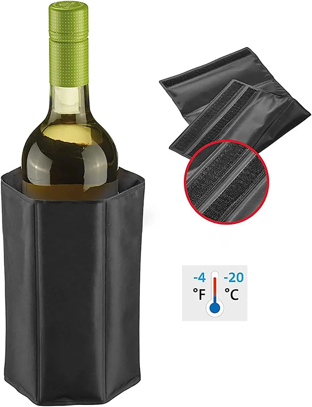 Schneller Eisweinkühler Wiederverwendbarer & Eleganter Kühler mit Hülle & Kühlgel Eisloser Kühler für Champagner Bier
