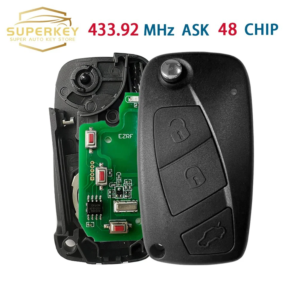 

SUPERKEY 433MHz Megamos ID48 Remote Key Fob For 2006-2009 Fiat Bravo Linea Stilo Punto Ducato Citroen Jumper Peugeot Boxer