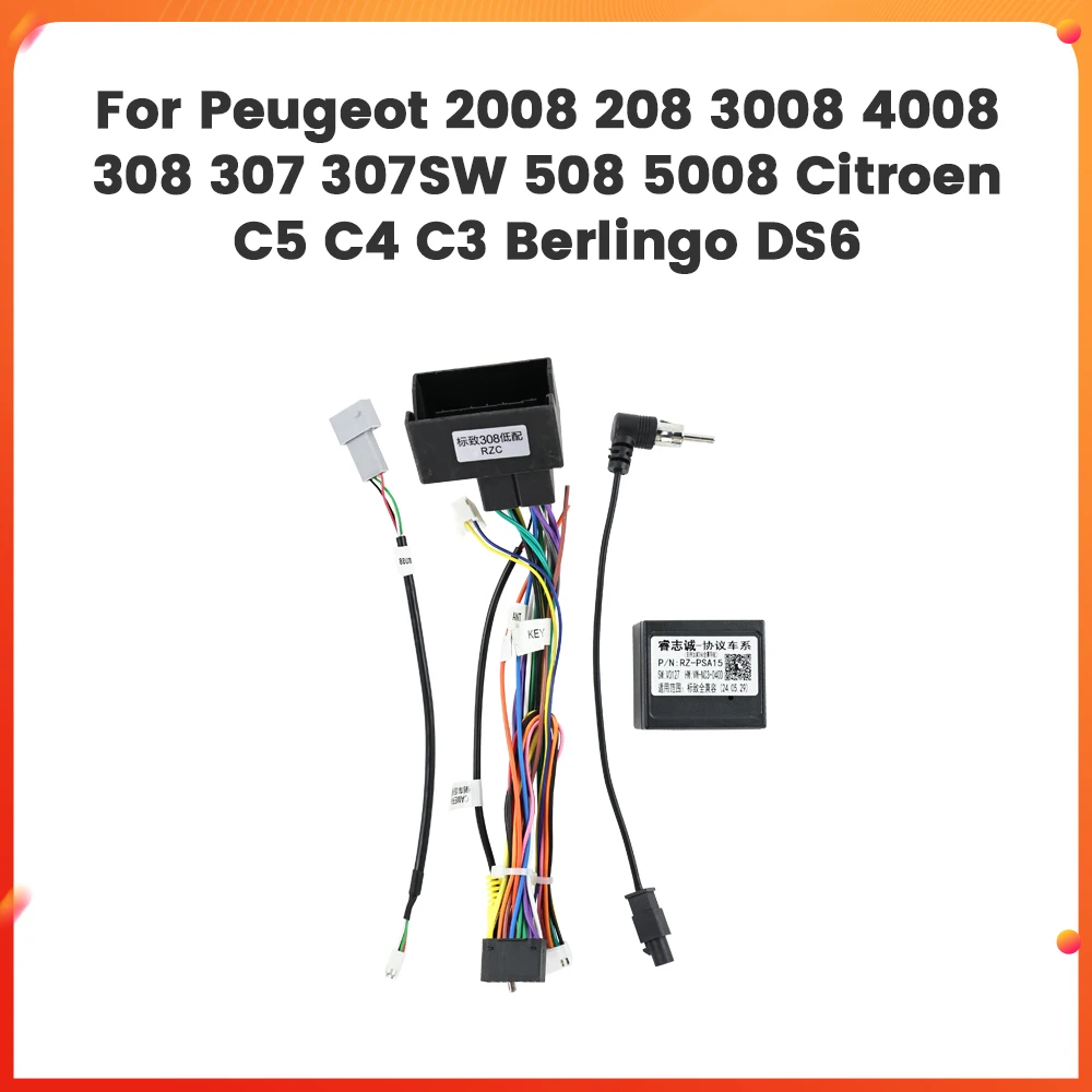 16Pin Car Radio Cable Android Canbus Box USB For Peugeot 2008 208 3008 4008 308 307 307SW 508 5008 Citroen C5 C4 C3 Berlingo DS6