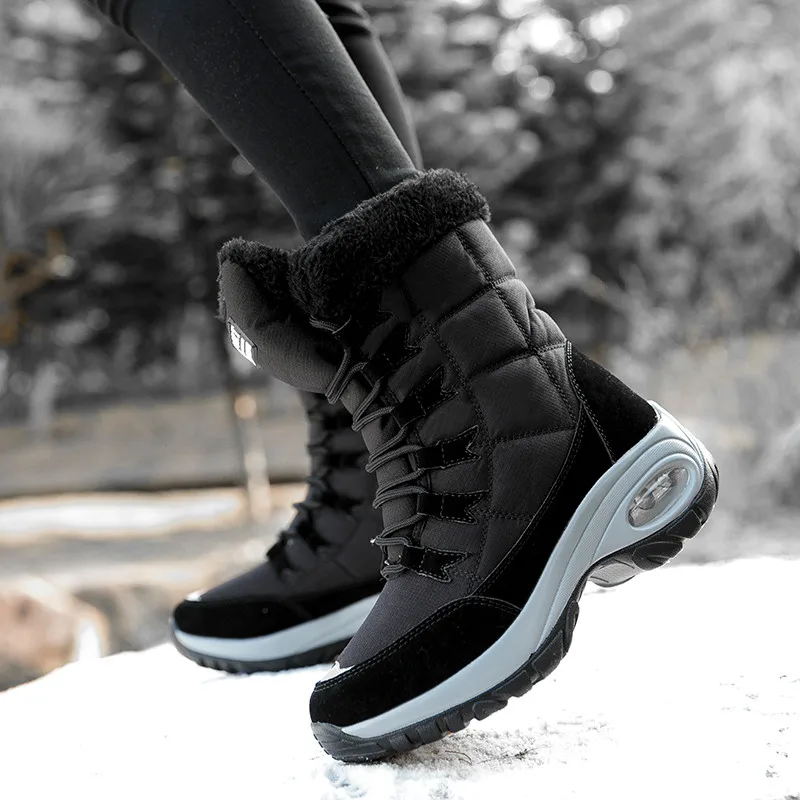 Women's Boots Platform Boots High Quality Lace-up Comfortable Thicken Snow Boots Chunky Womens Shoes Comfort Women Work Boots