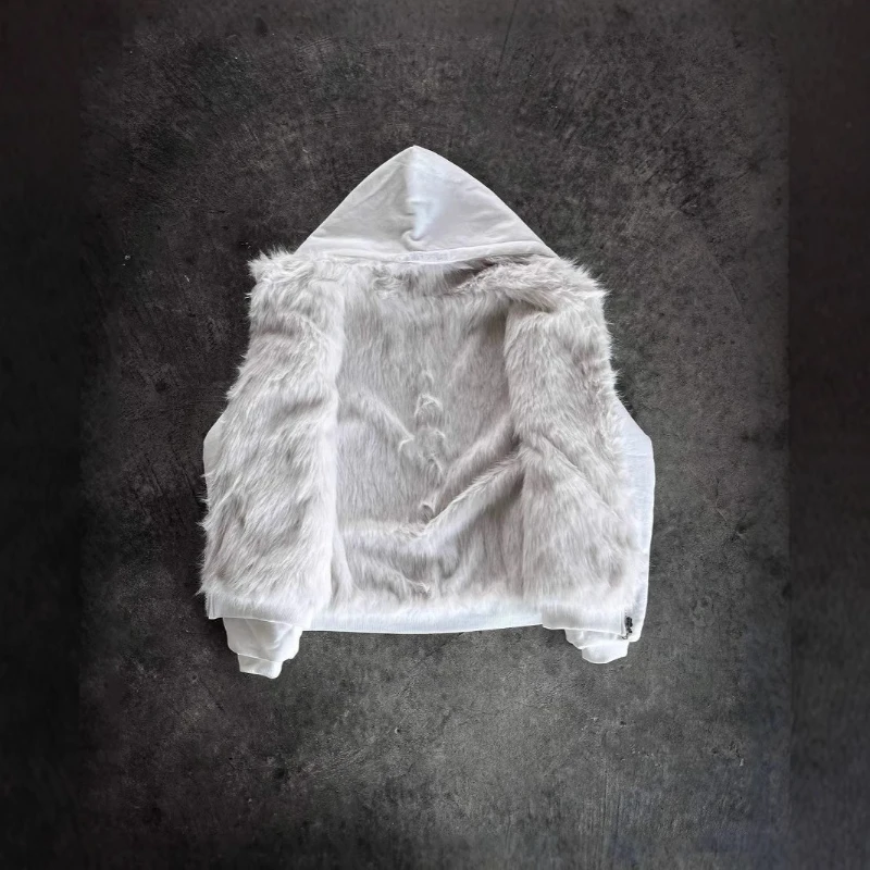 Nepbontjassen met capuchon Rits Effen Dubbelzijdig Slijtage Zwarte korte pluche jassen Warme dikke namaakkonijn harige jas Pluizig Casual