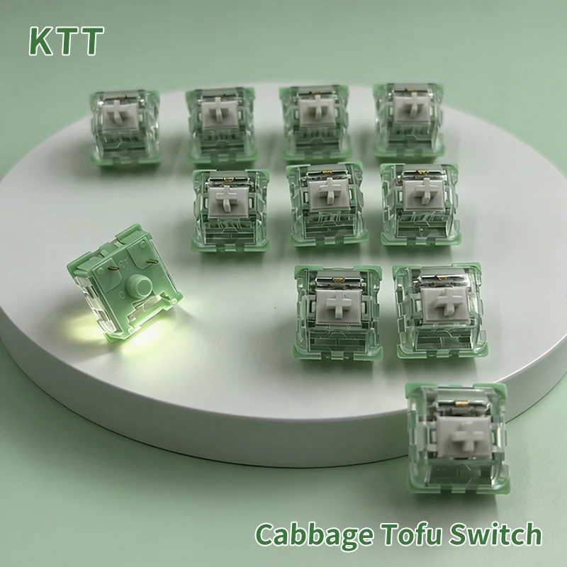 

KTT White jade and jadeite Switch Linear 45g MX switch for mechanical keyboard Factory Lubed POM RGB 3pin Cabbage Tofu
