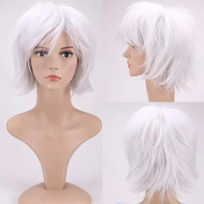 

Women’s Wig Short White Curly Wave Ladies Daily Hair Wigs+Wig Cap