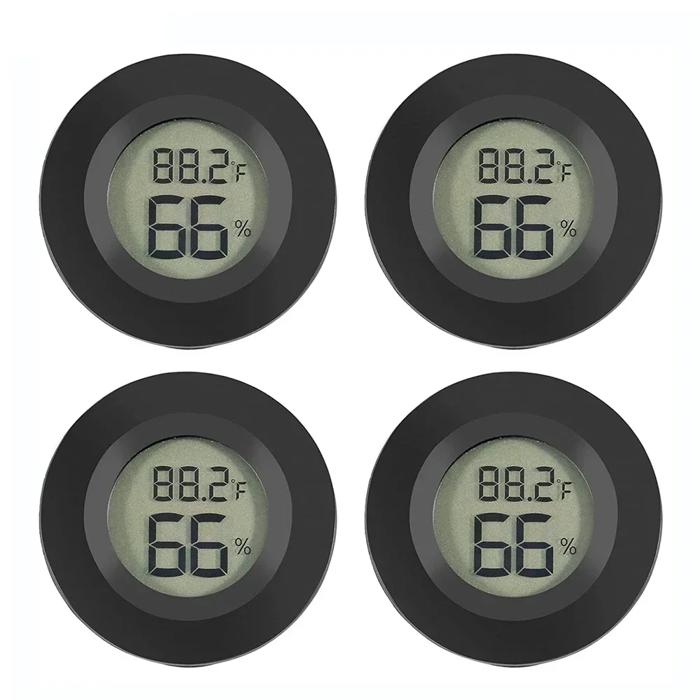 

4 Pcs Mini Hygrometer Thermometer Fahrenheit or Celsius Meter Digital LCD Monitor Indoor Room Round Humidity Temperature Gauge