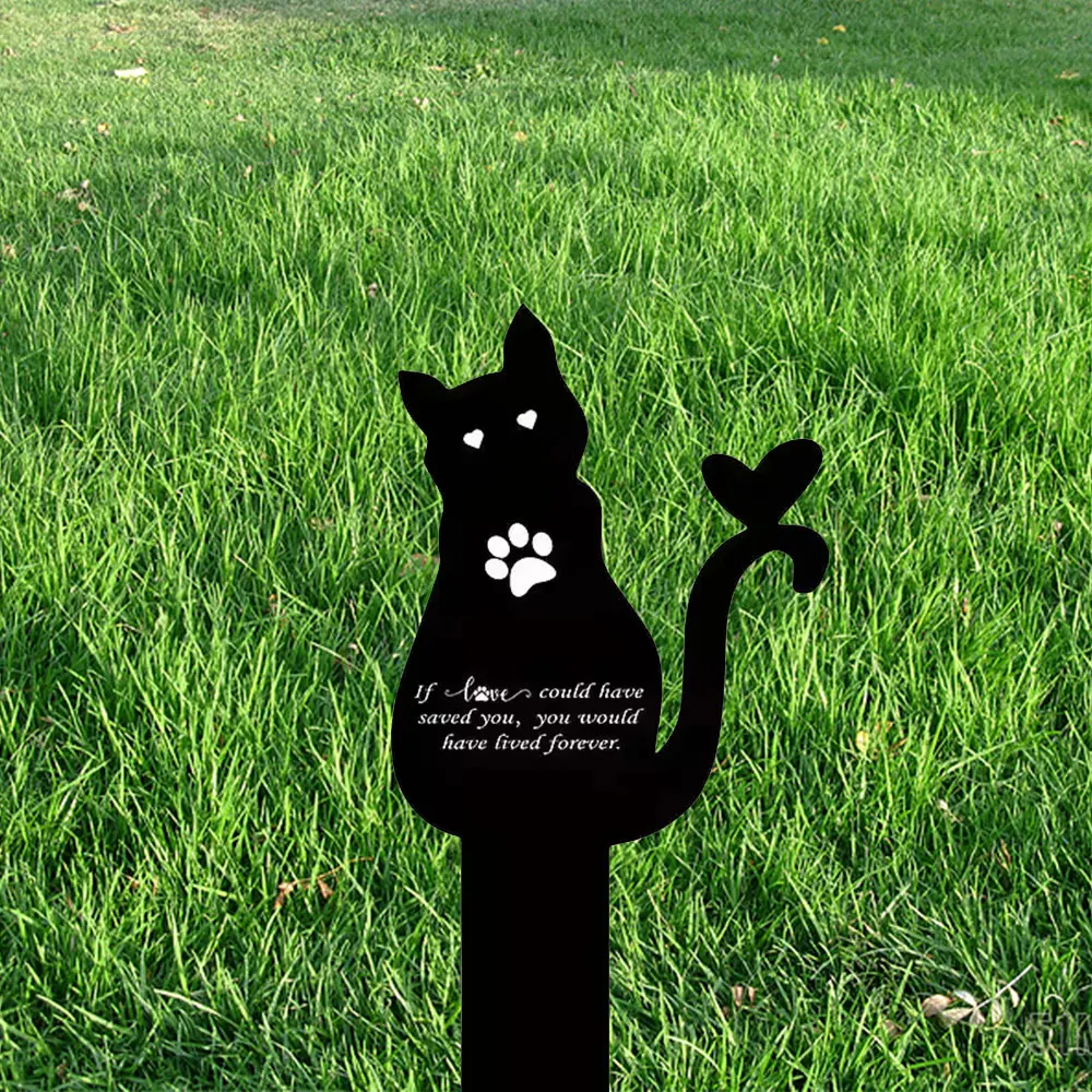 Uma estaca memorial acrílica para animais de estimação - Decoração de jardim e cemitério com pedra preciosa elegante para gatos, placa memorial para gatos de estimação