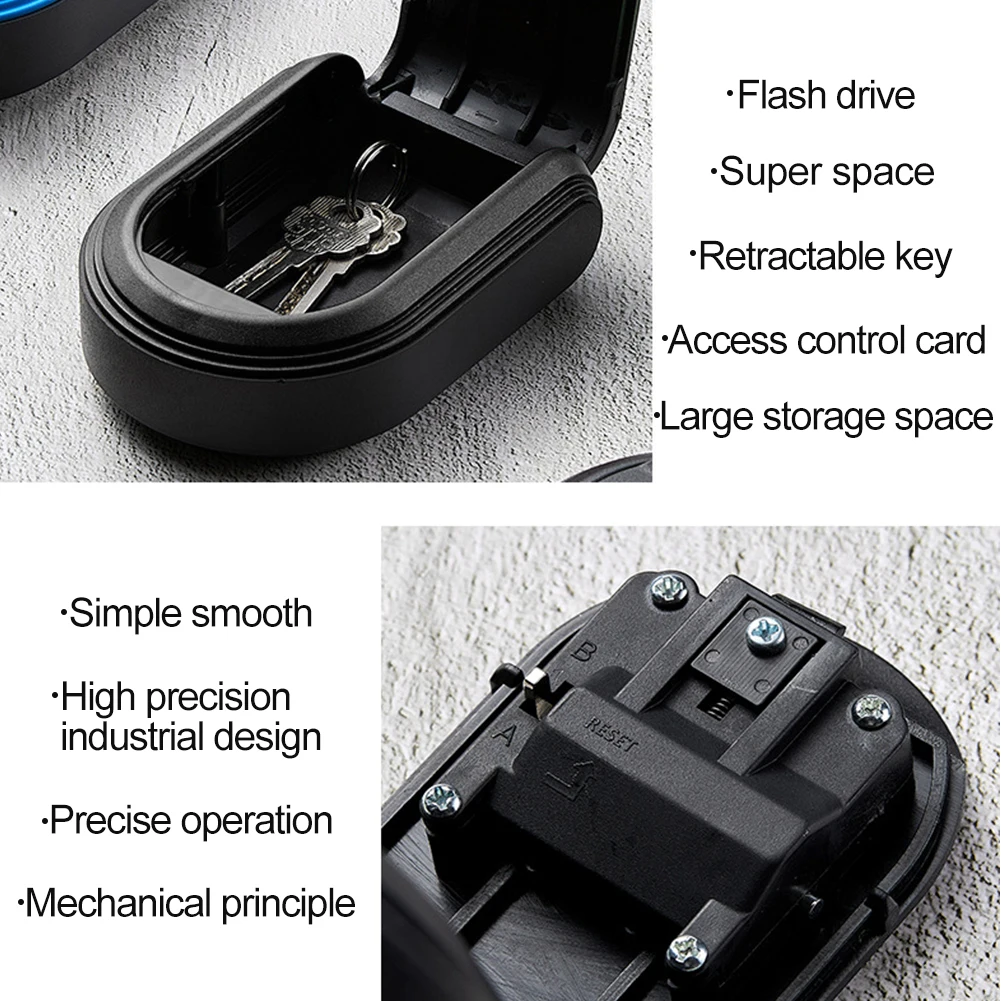 Gym Durable Key Safe Box 4 Digit Combination Lock Plastic Wall Mounted Black With Screws Garden Cabinet Waterproof School Garage