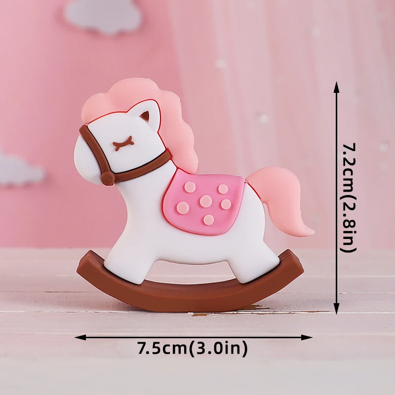 Pink Bear Cake Topper New 3D Trojan, Bear, Building Blocks for Baby Shower Decoration Kids Happy 1st Birthday Party Supplies