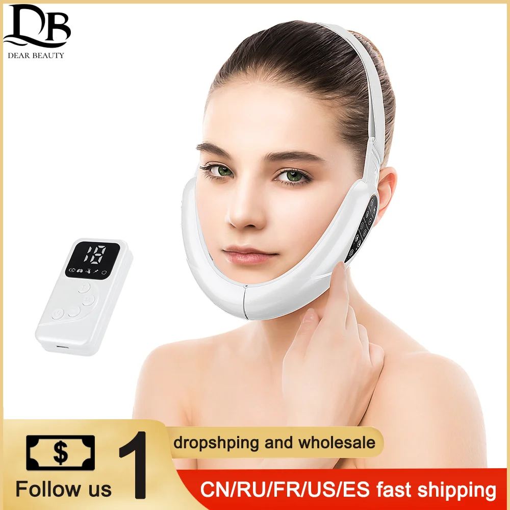 EMS Facial Lifting Device LED Photon Therapy Face Slimming Vibration Massager Double Chin V Line Lift Belt Cellulite Jaw Device