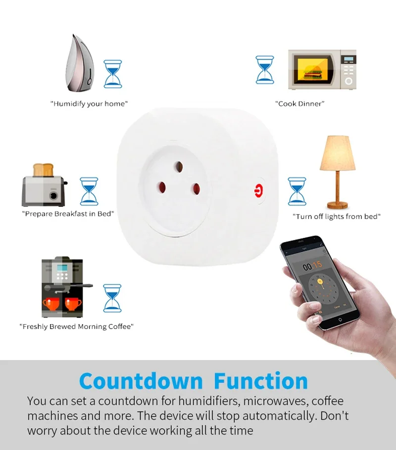 16A Israel Smart Wifi Power Plug Smart Wifi Wireless Socket Outlet Work with Alexa Google Home Assistant Tuya SmartLife APP